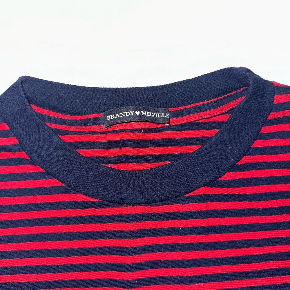 Brandy Melville Navy and Red Striped Top
